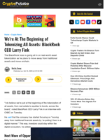 We’re At The Beginning of Tokenizing All Assets: BlackRock CEO Larry Fink