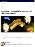 Bitcoin Beats Gold as 2025’s Top Asset with $123K Price Breakout