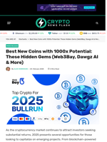 Best New Coins with 1000x Potential: These Hidden Gems (Web3Bay, Dawgz AI & More) - Crypto News Flash