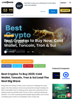 Best Cryptos to Buy Now: Cold Wallet, Toncoin, Tron & Sui  | Live Bitcoin News