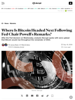 Where Is Bitcoin Headed Next Following Fed Chair Powell's Remarks? - Decrypt