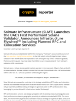 Solmate Infrastructure (SLMT) Launches the UAE’s First Performant Solana Validator, Announces Infrastructure Flywheel™ Including Planned RPC and Colocation Services