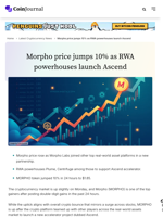 Morpho price jumps 10% as RWA powerhouses launch Ascend - CoinJournal