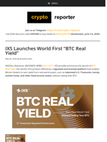 IXS Launches World First “BTC Real Yield”