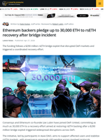 Ethereum Backers Commit 30,000 ETH to rsETH Recovery After Exploit