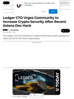 Ledger CTO Urges Community to Increase Crypto Security After Recent Solana Dex Hack - U.Today