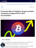 Corporate Bitcoin Adoption Surges as Public Companies Outpace ETFs in BTC Accumulation