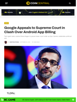 Google Appeals to Supreme Court in Clash Over Android App Billing - CoinCentral