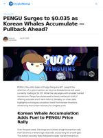 PENGU Surges to $0.035 as Korean Whales Accumulate — Pullback Ahead? - CryptoNewsZ