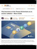 Visa launches on the Tempo blockchain as an anchor validator - More inside - AMBCrypto