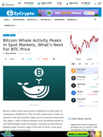 Bitcoin Whale Activity Peaks In Spot Markets, What’s Next For BTC Price ⋆ ZyCrypto