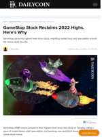 GameStop Stock Reclaims 2022 Highs. Here’s Why - DailyCoin