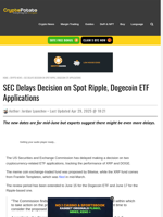 SEC Delays Decision on Spot Ripple, Dogecoin ETF Applications