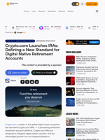 Crypto.com Launches IRAs: Defining a New Standard for Digital Native Retirement Accounts – Branded Spotlight Bitcoin News