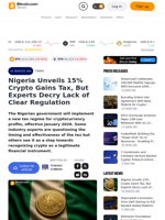 Nigeria Unveils 15% Crypto Gains Tax, But Experts Decry Lack of Clear Regulation – Taxes Bitcoin News