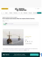 EU to expand naval mission after Iran reopens Strait of Hormuz