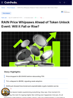 RAIN Price Whipsaws Ahead of Token Unlock Event: Will it Fall or Rise?