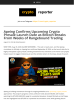 Apeing Confirms Upcoming Crypto Presale Launch Date as Bitcoin Breaks From Weeks of Rangebound Trading 