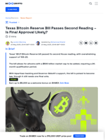Texas' Bitcoin Reserve Bill Clears Another Hurdle
