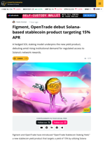 Figment and OpenTrade Launch Solana-based Stablecoin Yield Product