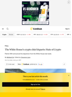The White House's crypto chief departs: State of Crypto 