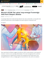 Bitcoin Fair Value Closer To $224K Based On Debt Risk Model: Bitwise