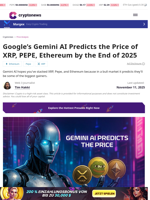 Gemini AI Predicts Prices for XRP, PEPE, and Ethereum