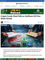 Crypto Funds Shed $4B as Outflows Hit Five-Week Streak - TheNewsCrypto