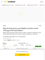 Bitcoin (BTC) price drops from recent highs as traders watch CME gap, Kelp fallout: Crypto Markets Today