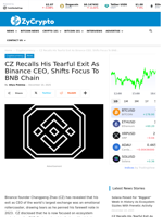 CZ Recalls His Tearful Exit As Binance CEO, Shifts Focus To BNB Chain ⋆ ZyCrypto