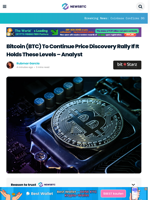 Bitcoin To Continue Price Discovery Rally If It Holds These Levels