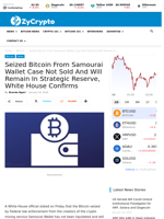 Seized Bitcoin From Samourai Wallet Case Not Sold And Will Remain In Strategic Reserve, White House Confirms ⋆ ZyCrypto