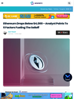 Ethereum Drops Below $4,000 - Analyst Points To 6 Factors Fueling The Selloff