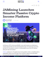 JAMining Launches Smarter Passive Crypto Income Platform
