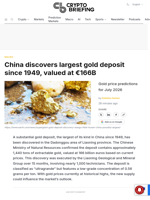 China discovers largest gold deposit since 1949, valued at €166B