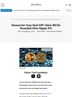 Researcher Says Real XRP Value Will Be Revealed After Ripple IPO
