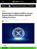 Whales Buy 2.2 Billion $XRP as Crypto Experts Warns XRP Holders Against Selling Too Soon
