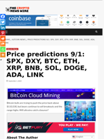 Price predictions 9/1: SPX, DXY, BTC, ETH, XRP, BNB, SOL, DOGE, ADA, LINK - The Crypto News Wire
