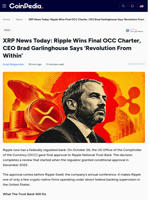 XRP News Today: Ripple Wins Final OCC Charter, CEO Brad Garlinghouse Says ‘Revolution From Within’