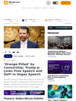 ‘Orange Pilled’ by Censorship: Trump Jr. Links Free Speech and DeFi in Vegas Speech  – Crypto News Bitcoin News