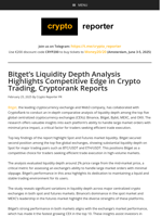 Bitget's Liquidity Depth Analysis Highlights Competitive Edge in Crypto Trading, Cryptorank Reports