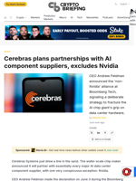Cerebras plans partnerships with AI component suppliers, excludes Nvidia