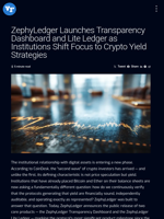 ZephyLedger Launches Transparency Dashboard and Lite Ledger as Institutions Shift Focus to Crypto Yield Strategies | Visionary Financial