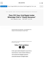 Flare CEO Says Viral Ripple Insider WhatsApp Chat is “Clearly Nonsense”: