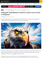 Acting US AG Says Devs Will No Longer Be Charged Unless they Knowingly Help Third Parties Commit Crimes