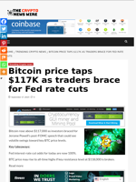 Bitcoin price taps $117K as traders brace for Fed rate cuts - The Crypto News Wire