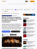 Bitcoin Treasury Companies Pull Back in 2026 as Strategy Accelerates Purchases: Cryptoquant – Crypto News Bitcoin News