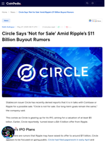 Circle Says ‘Not for Sale’ Amid Ripple’s $11 Billion Buyout Rumors