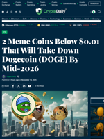 2 Meme Coins Below $0.01 That Will Take Down Dogecoin (DOGE) By Mid-2026 - Crypto Daily