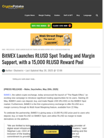 BitMEX Launches RLUSD Spot Trading and Margin Support, with a 15,000 RLUSD Reward Pool